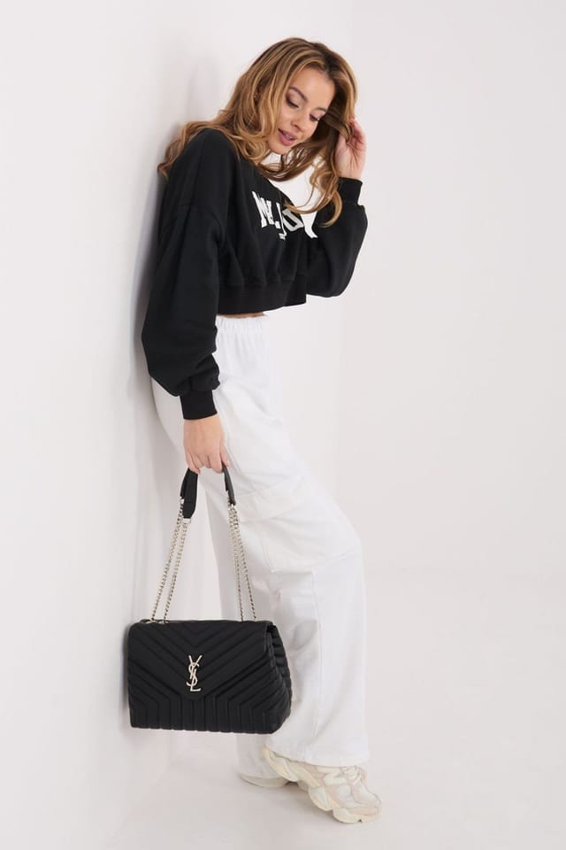 Love Lace Love Lace Women's Cotton Elastane Casual Sweatshirt Round Neck in Black - 2