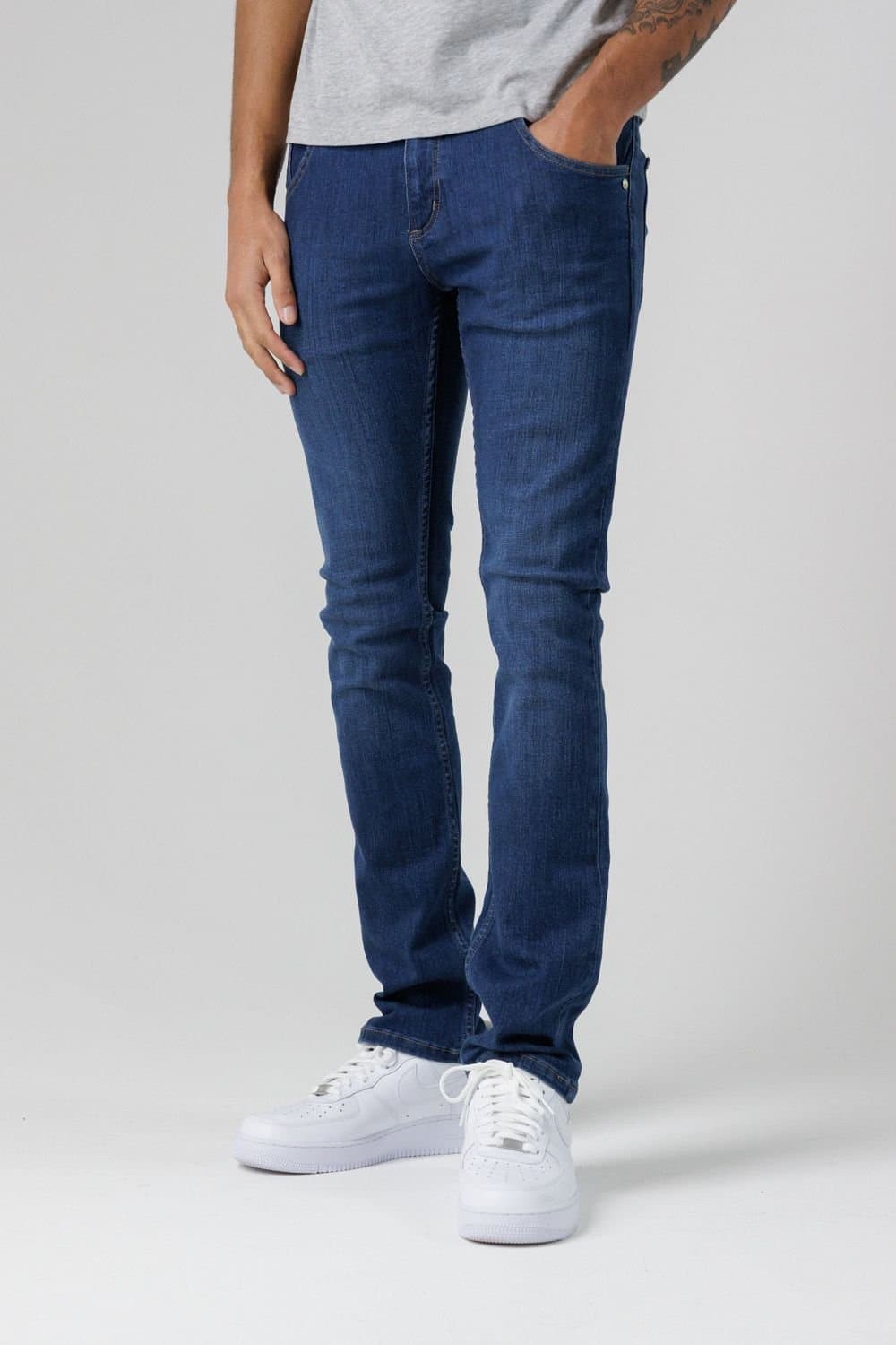 Monkee Genes Monkee Genes Men's Slim Fit Mid-Rise Denim Jeans in Blue