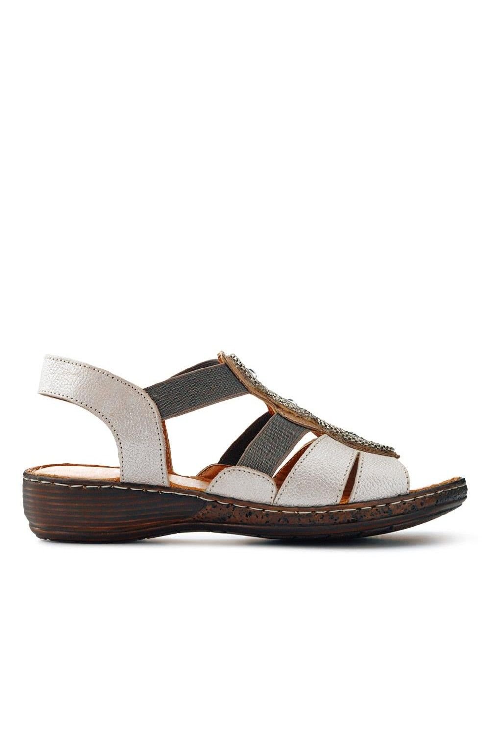 Pavers Pavers Women's Leather Elasticated Sandals in Metallics - 2