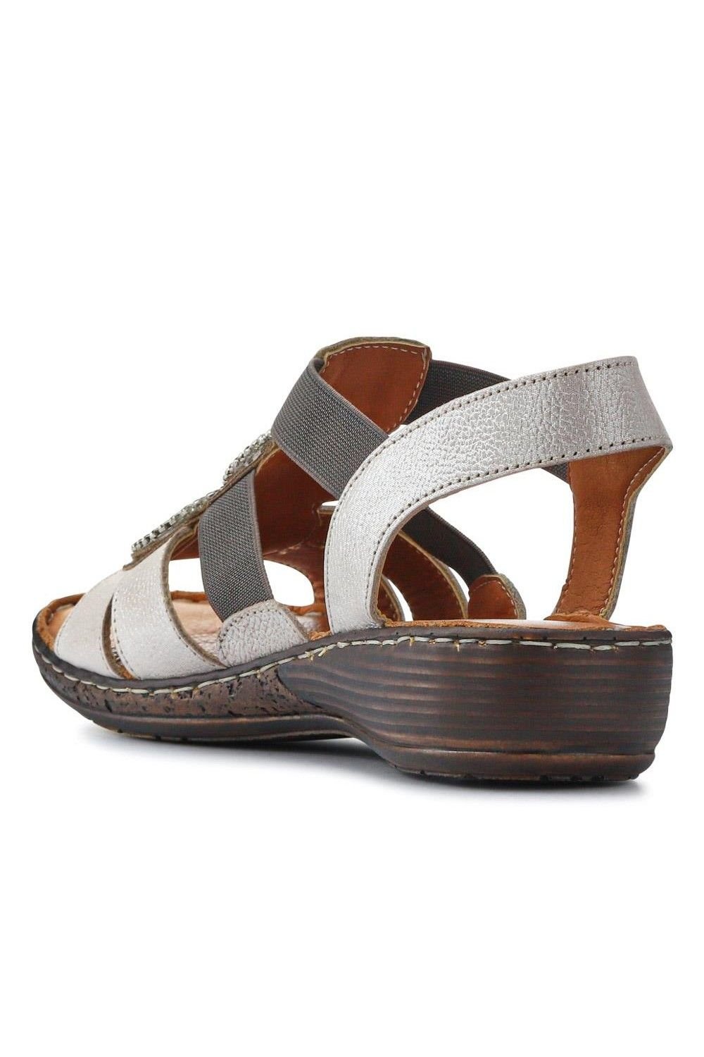 Pavers Pavers Women's Leather Elasticated Sandals in Metallics - 3