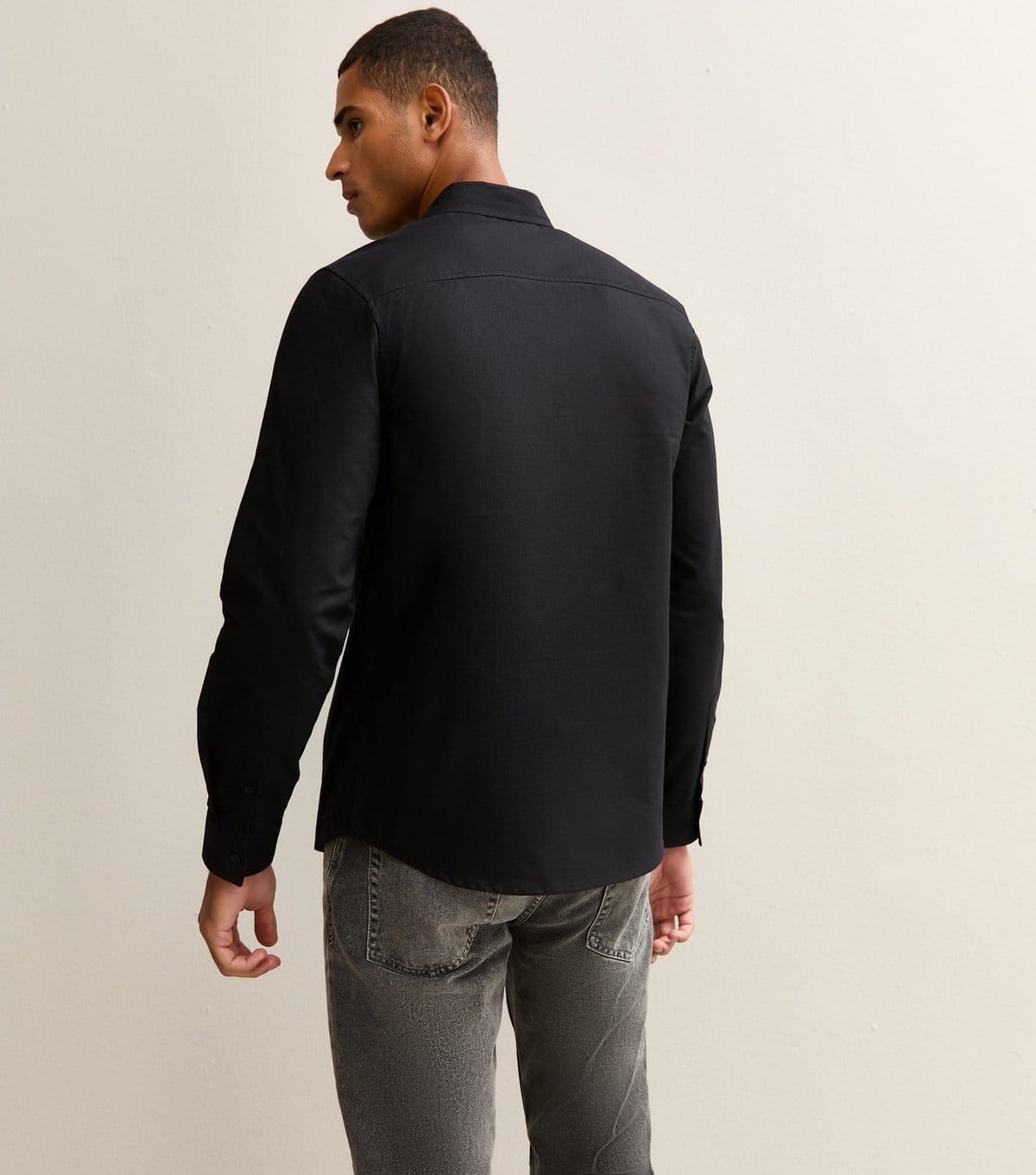 New Look Men's Black Regular Fit Long Sleeve Oxford Shirt New Look - 4