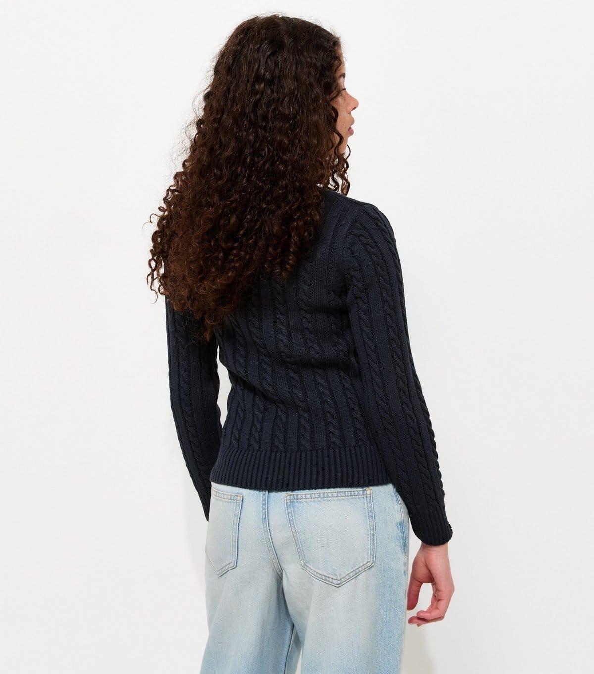 New Look Girls' Navy Cable Knit V-Neck Jumper New Look - 4