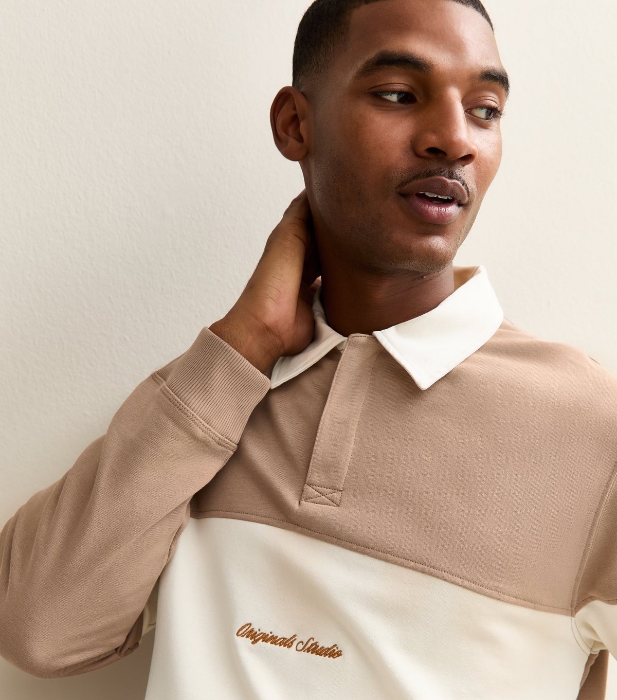 jack & jones Men's Light Brown Stripe Long Sleeve Polo Top Jack & Jones New Look - 2