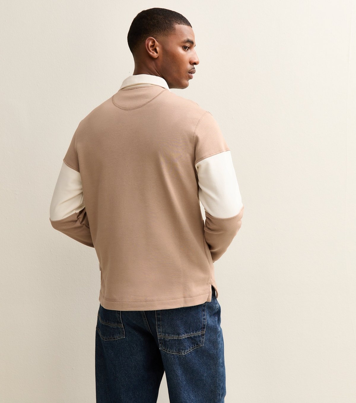 jack & jones Men's Light Brown Stripe Long Sleeve Polo Top Jack & Jones New Look - 4