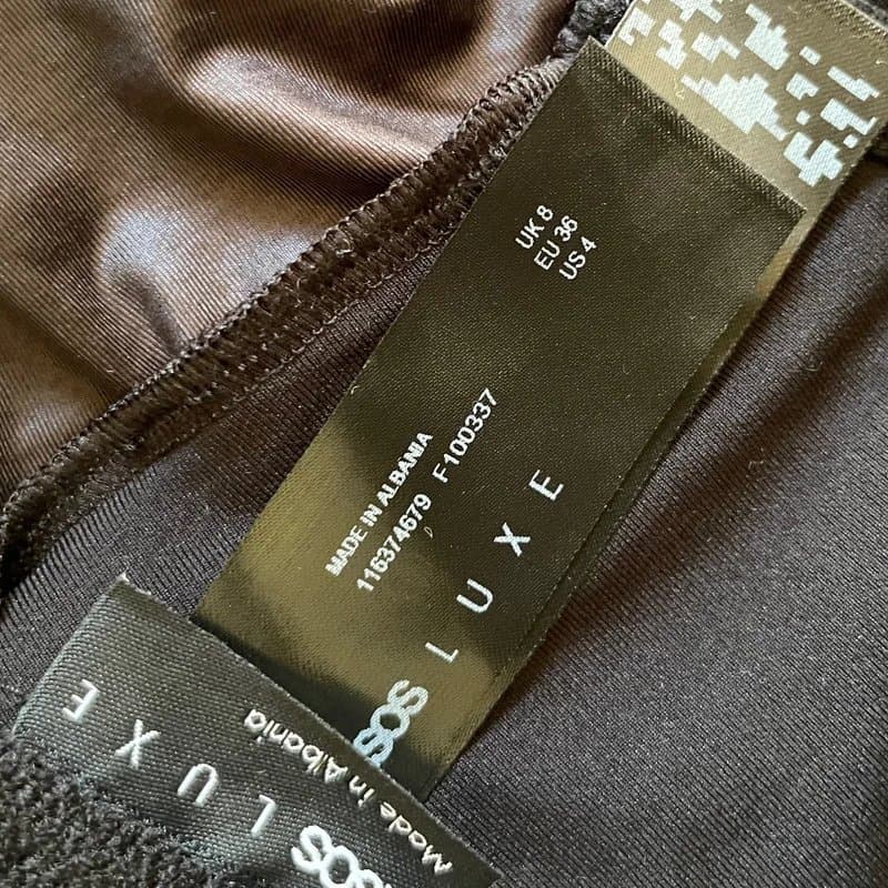 ASOS ASOS Luxe Black Wet Effect Draped Cowl Corset Crop Top Size 4