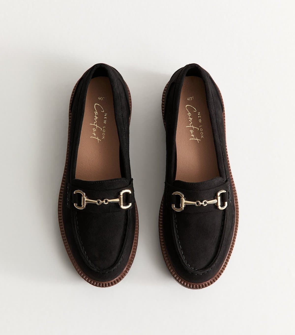 New Look Women's Black Faux Suede Horsebit Details Loafers Vegan New Look
