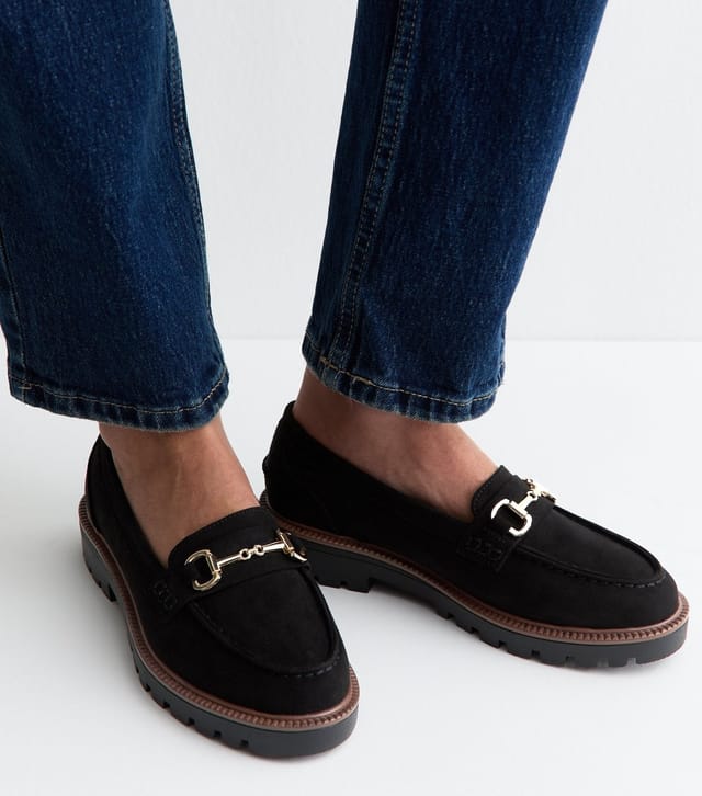 New Look Women's Black Faux Suede Horsebit Details Loafers Vegan New Look - 2