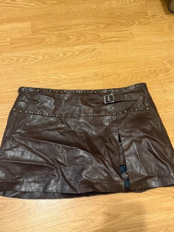 Bershka bershka brown leather mini skort