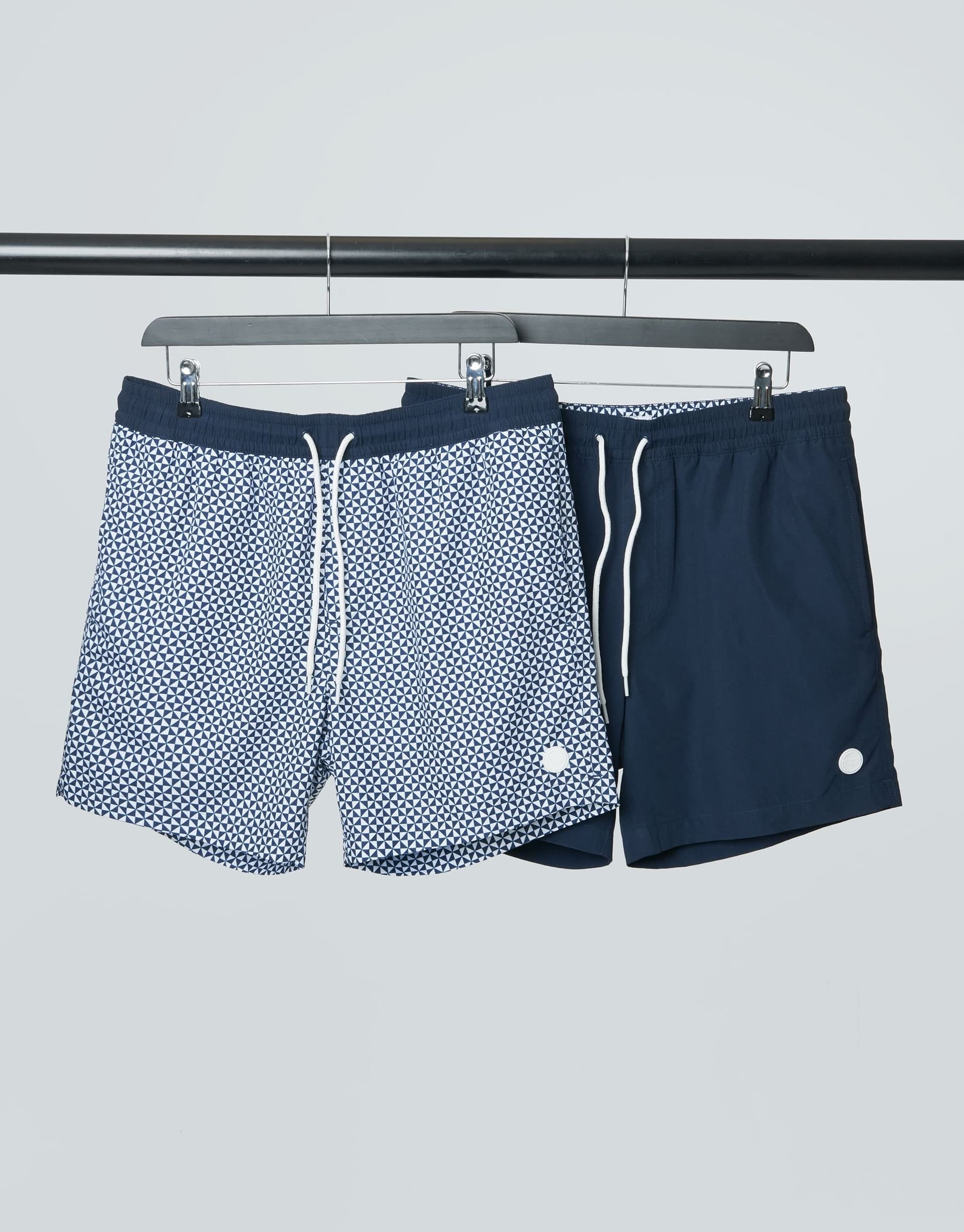 Threadbare Threadbare Men's 2 Pack Geometric Print Swim Shorts in Navy
