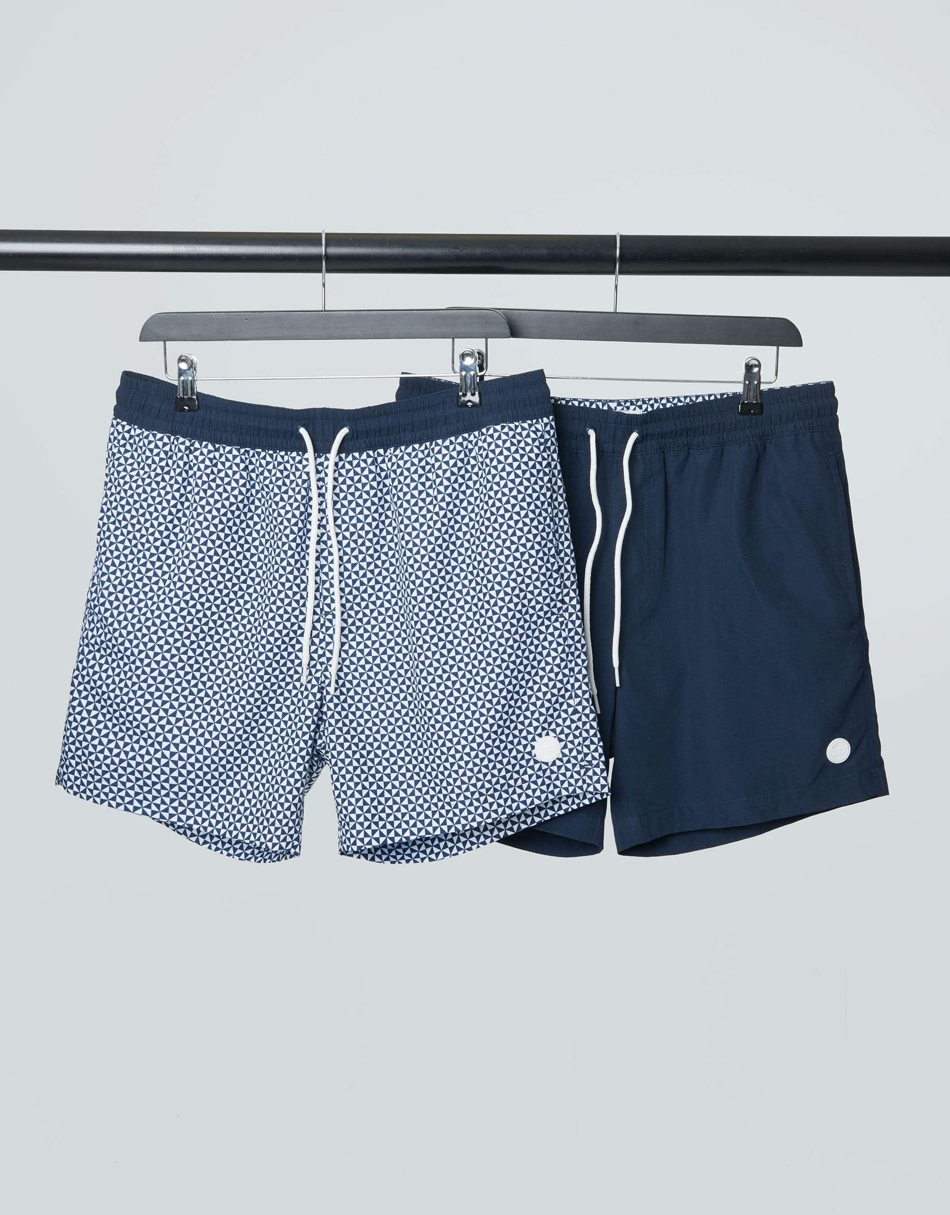 Threadbare Men's 2 Pack Geometric Print Swim Shorts in Navy