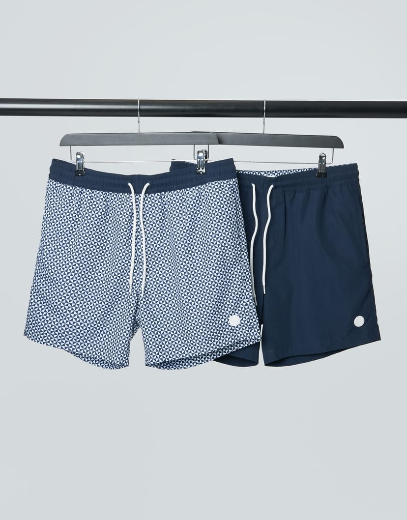 Threadbare Threadbare Men's 2 Pack Geometric Print Swim Shorts in Navy - 1