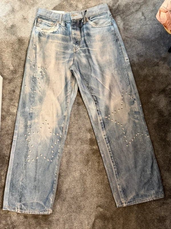 Bershka Bershka Baggy Jeans Rare Star Laser Print Y2K Skater Wide Leg W30