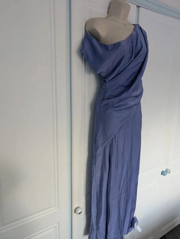 ASOS ASOS satin off shoulder midi dress in blue size 4 - 1