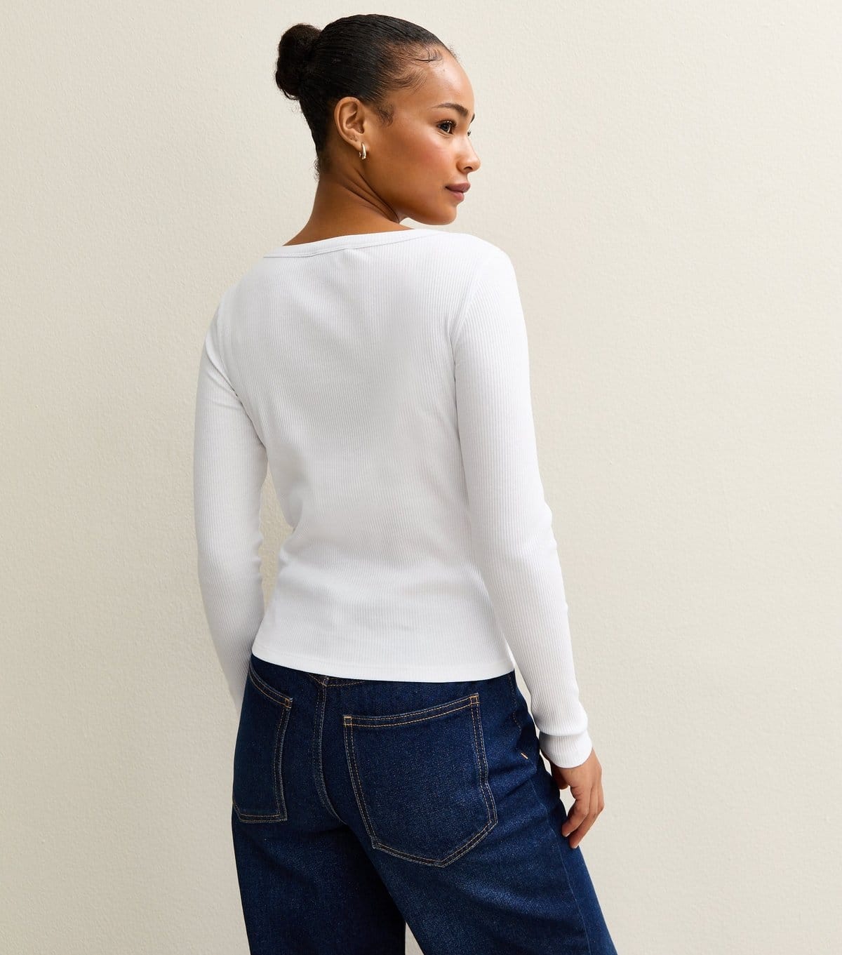 New Look Women's Petite White Ribbed Jersey Scoop Neck Top New Look - 4