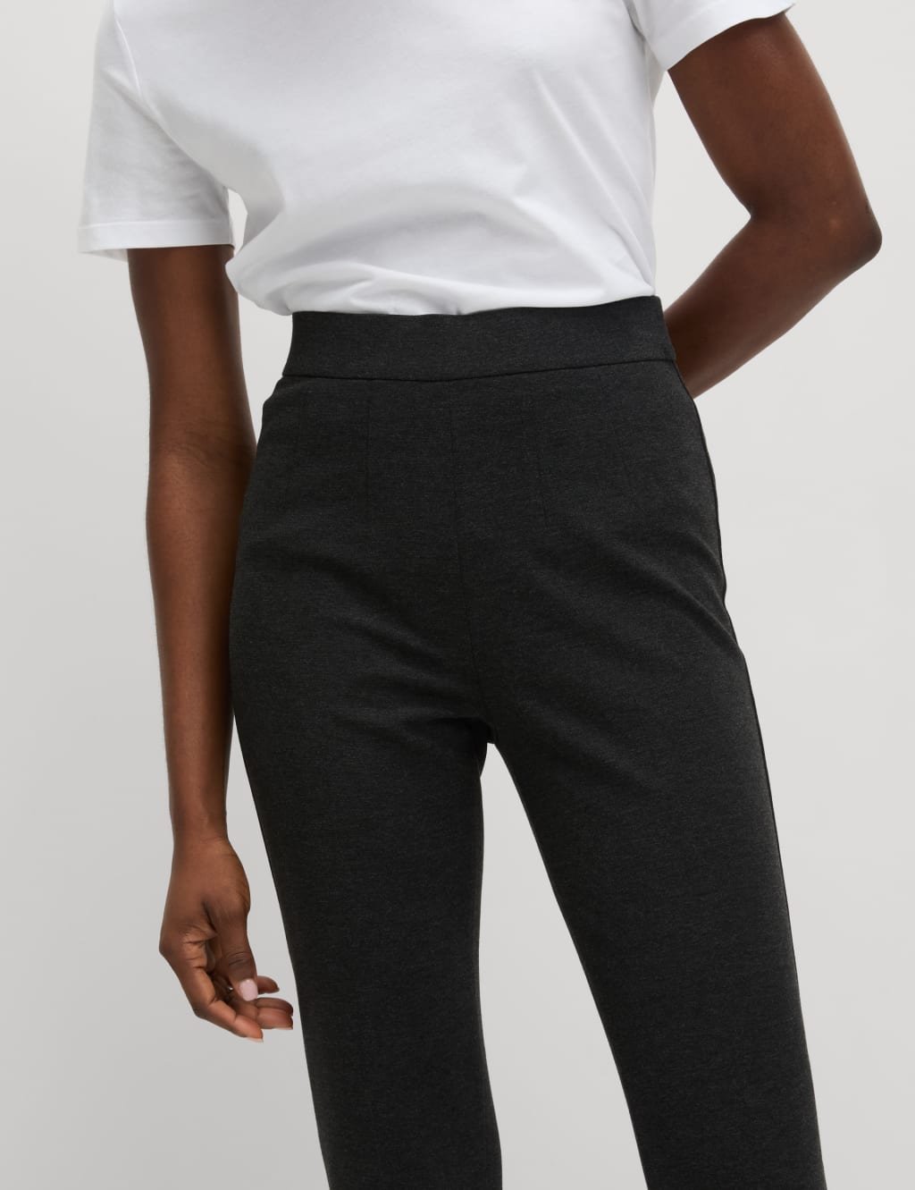 Marks & Spencer M&S Jersey Slim Fit Angle Grazer Trousers Charcoal - 2