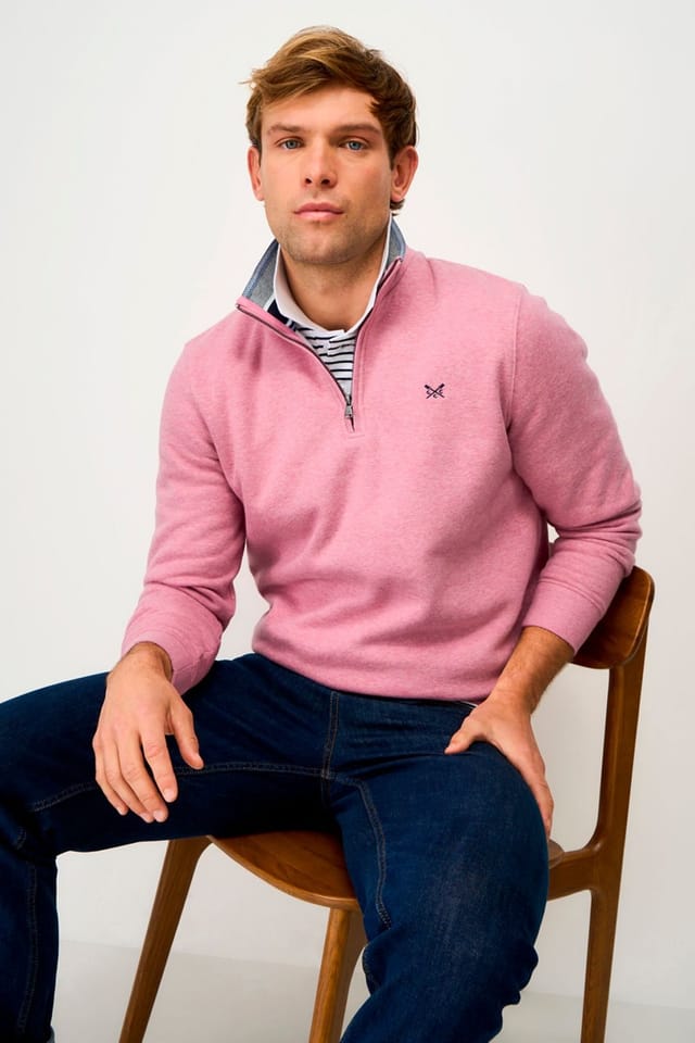 Crew Clothing Crew Clothing Men's Classic Half Zip Sweat Pink - 2