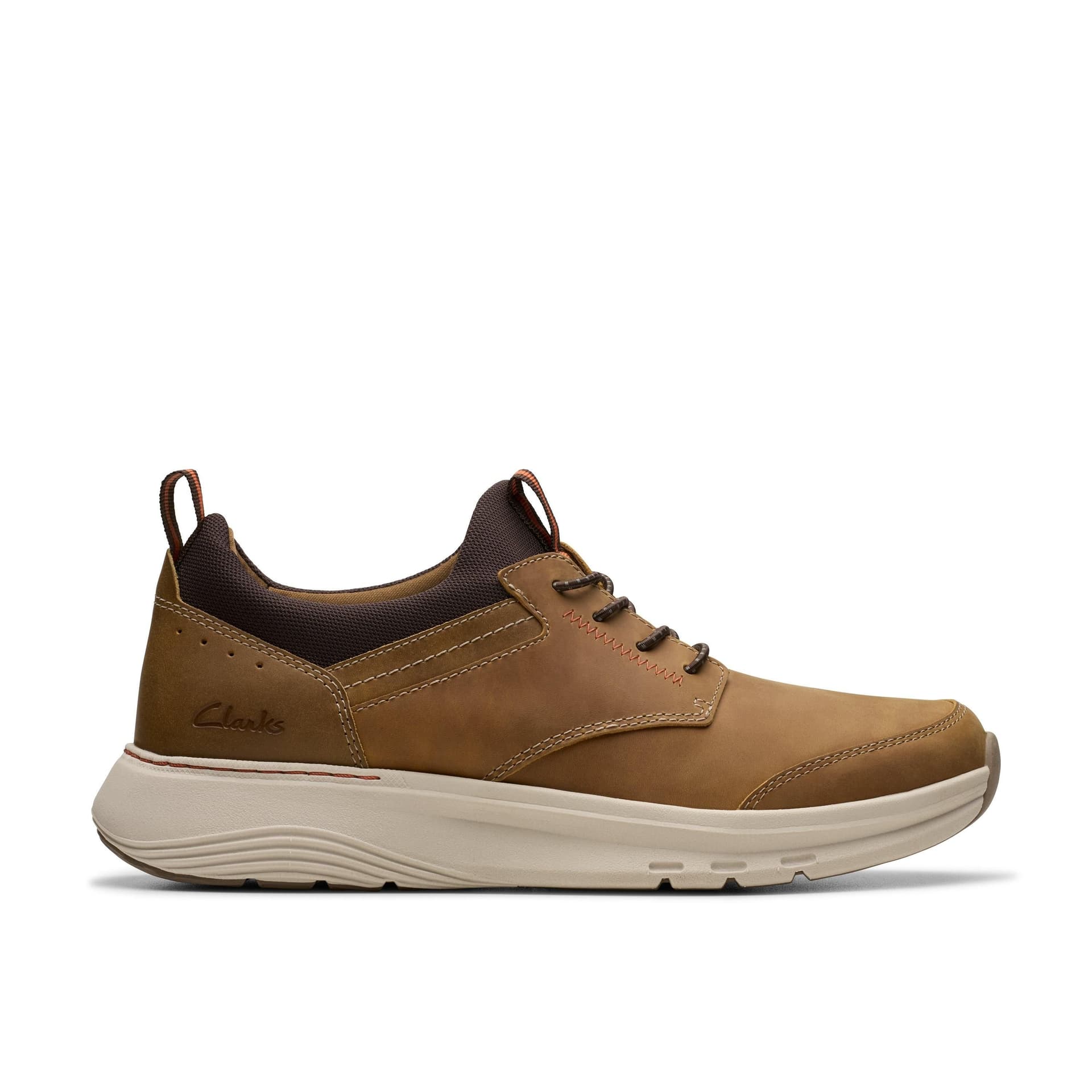 Clarks Clarks Men's Motion Trek EZ Dark Tan Leather Trainers, Walking in Brown