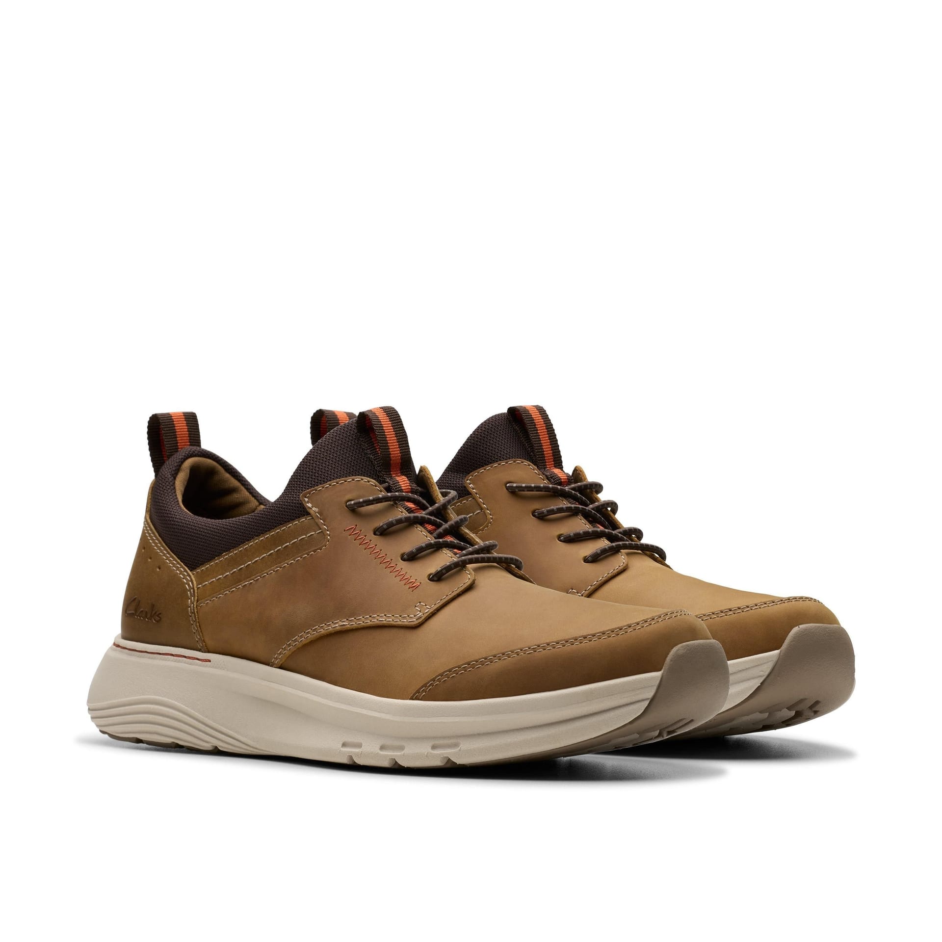 Clarks Clarks Men's Motion Trek EZ Dark Tan Leather Trainers, Walking in Brown - 4
