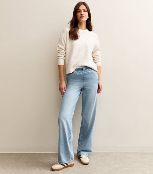 New Look Women's Tall Light Blue Pull On Wide Leg Jeans New Look - 2