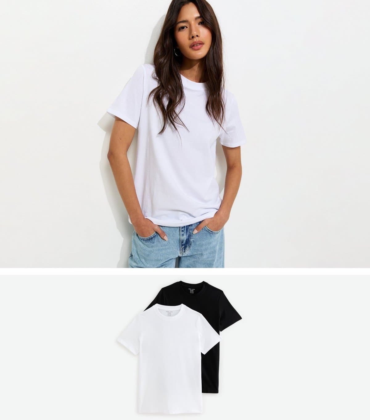 New Look New Look White & Black Pack Of 2 Relaxed Fit T-Shirts
