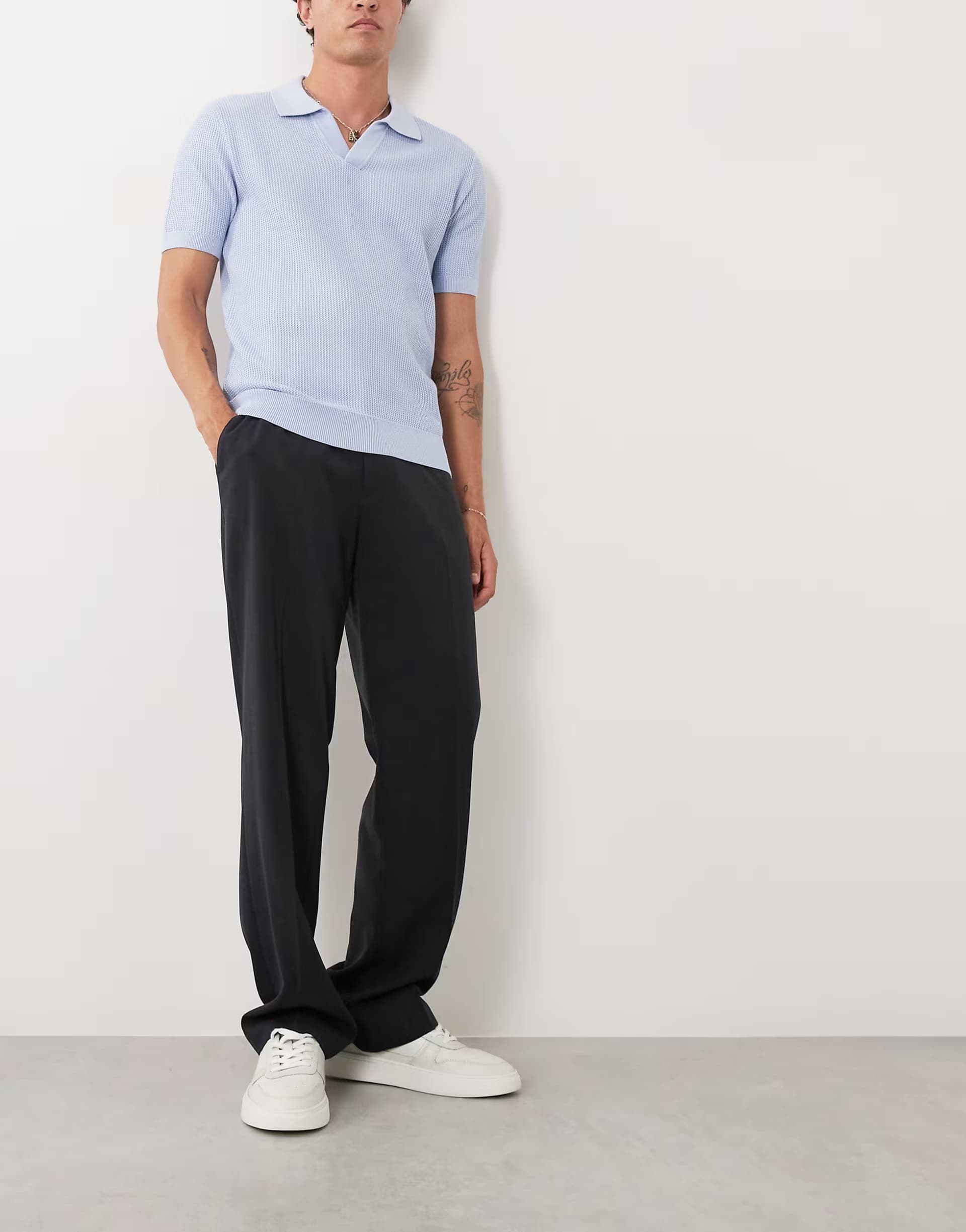 ASOS ASOS Black Ribbed Wide Leg Trousers