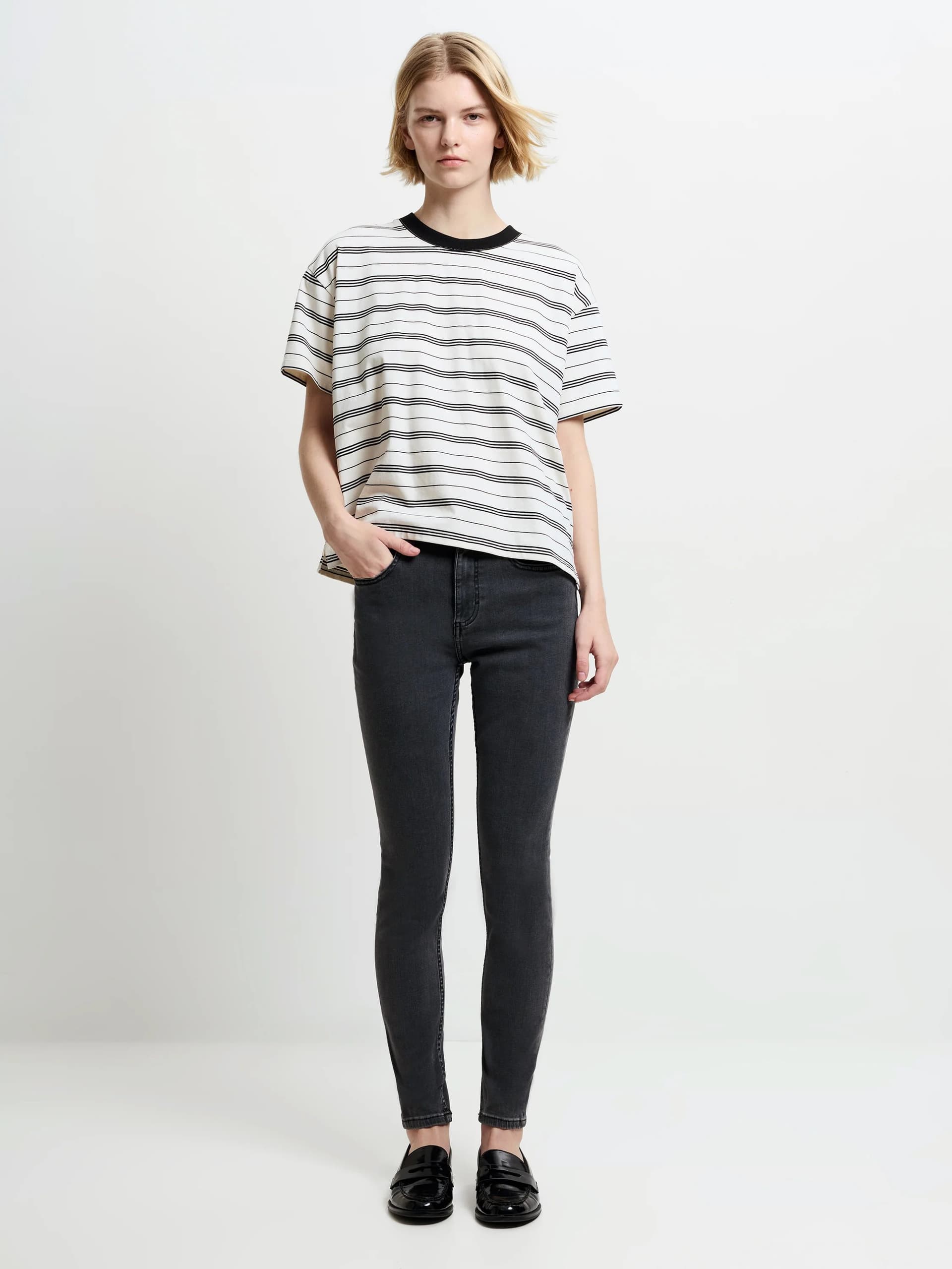 French Connection Soft Stretch Denim High Rise Skinny Jeans 30 Inch Charcoal