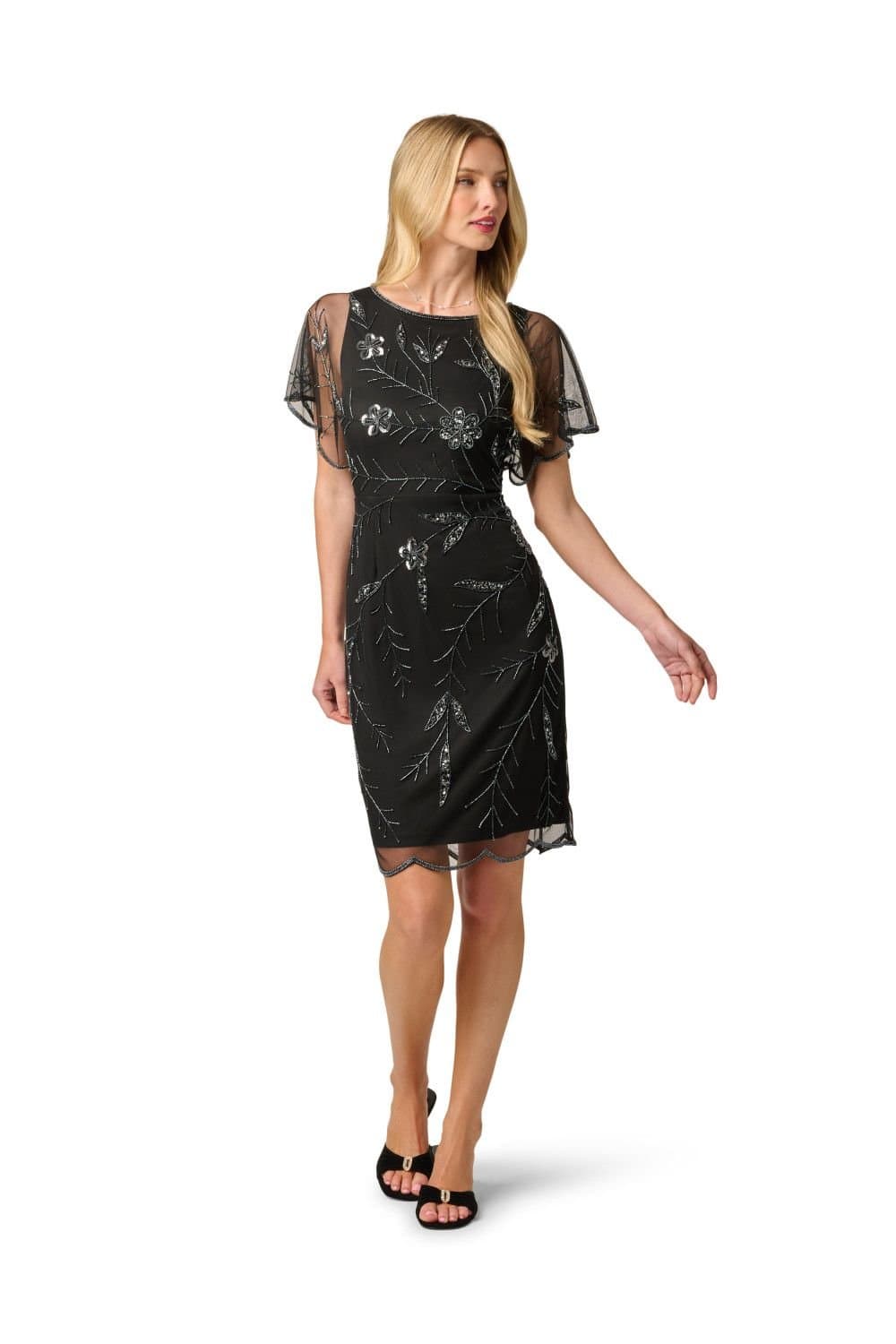 Papell Studio Papell Studio Women's Flutter Beaded Dress in Black