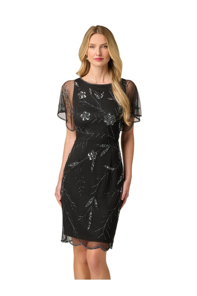 Papell Studio Papell Studio Women's Flutter Beaded Dress in Black - 2