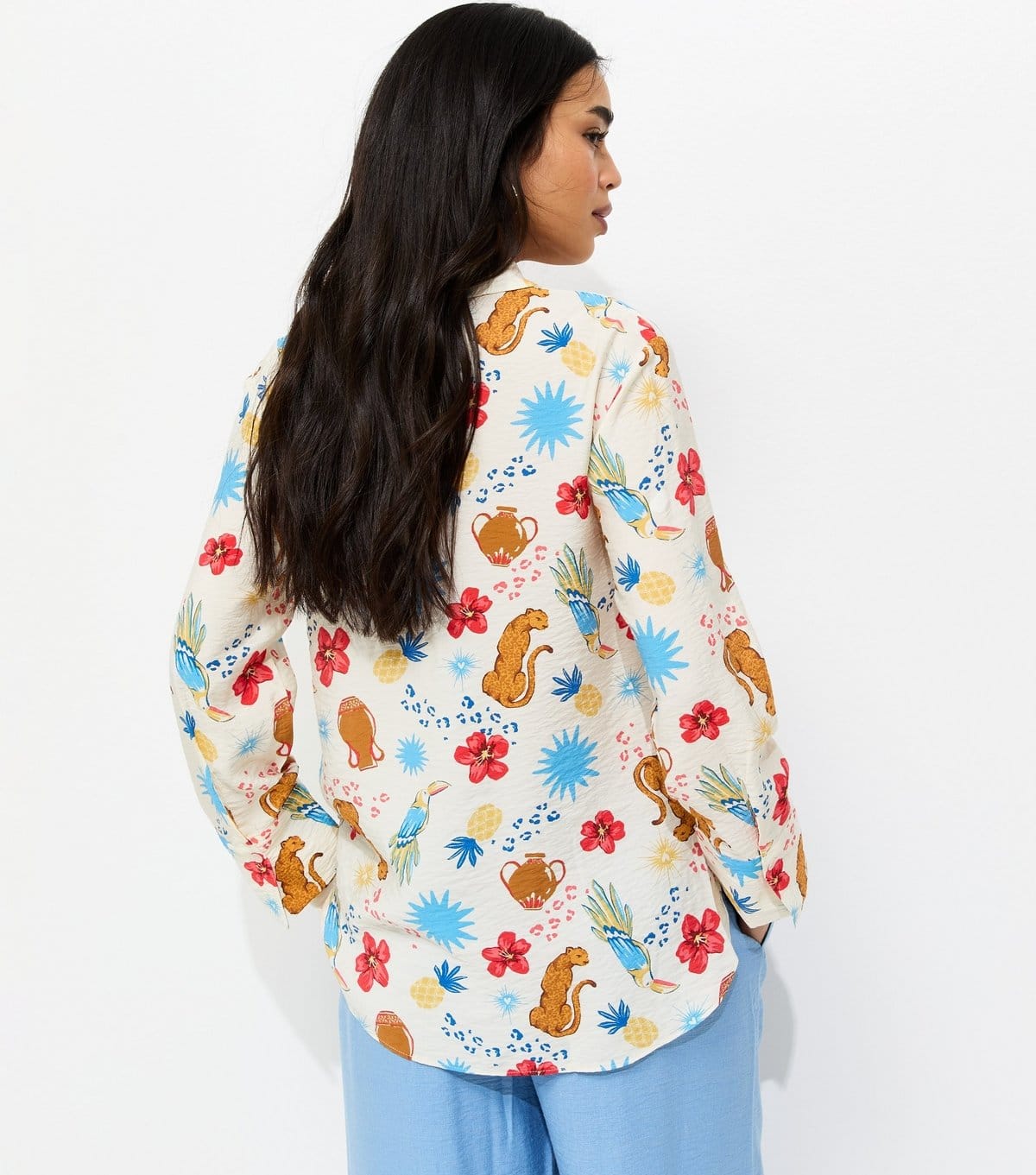 New Look Women's Multicoloured Animal Floral Print Long Sleeve Shirt New Look - 4