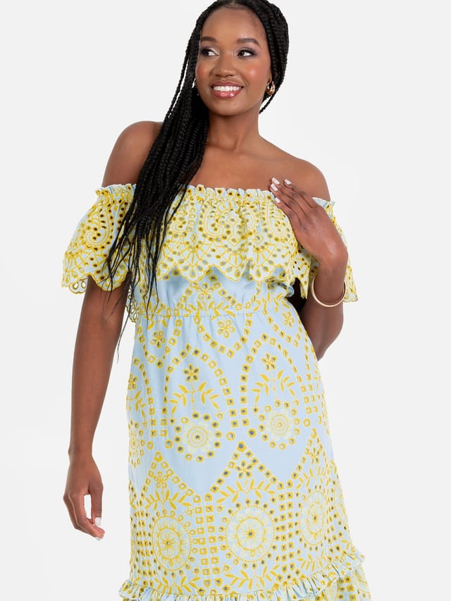 Maya Deluxe Maya Deluxe Women's Broderie Bardot Midi Dress - 2
