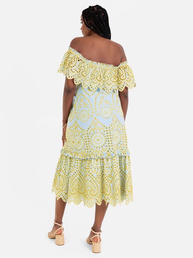 Maya Deluxe Maya Deluxe Women's Broderie Bardot Midi Dress - 3