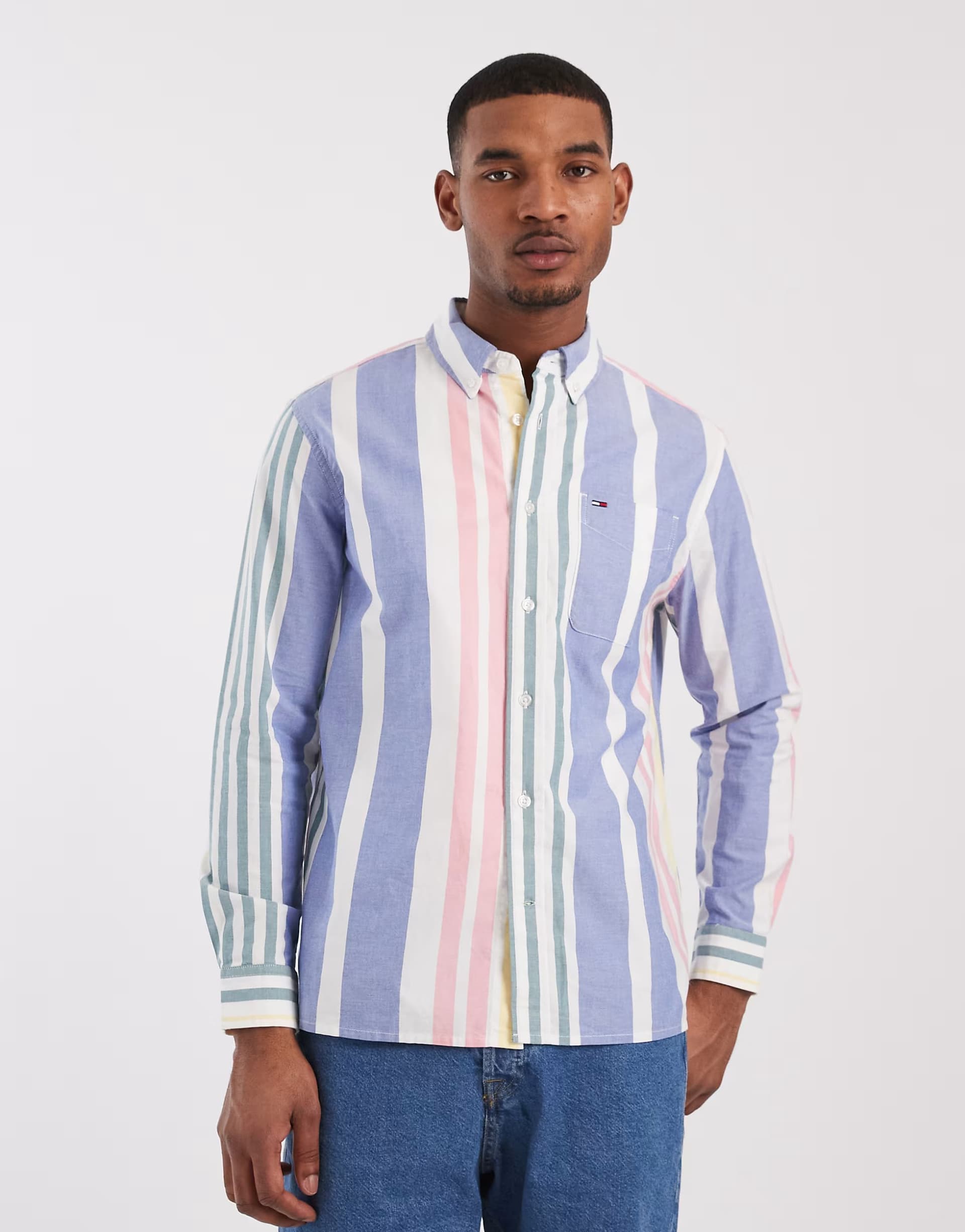 ASOS Tommy Jeans oxford shirt in blue/green stripes