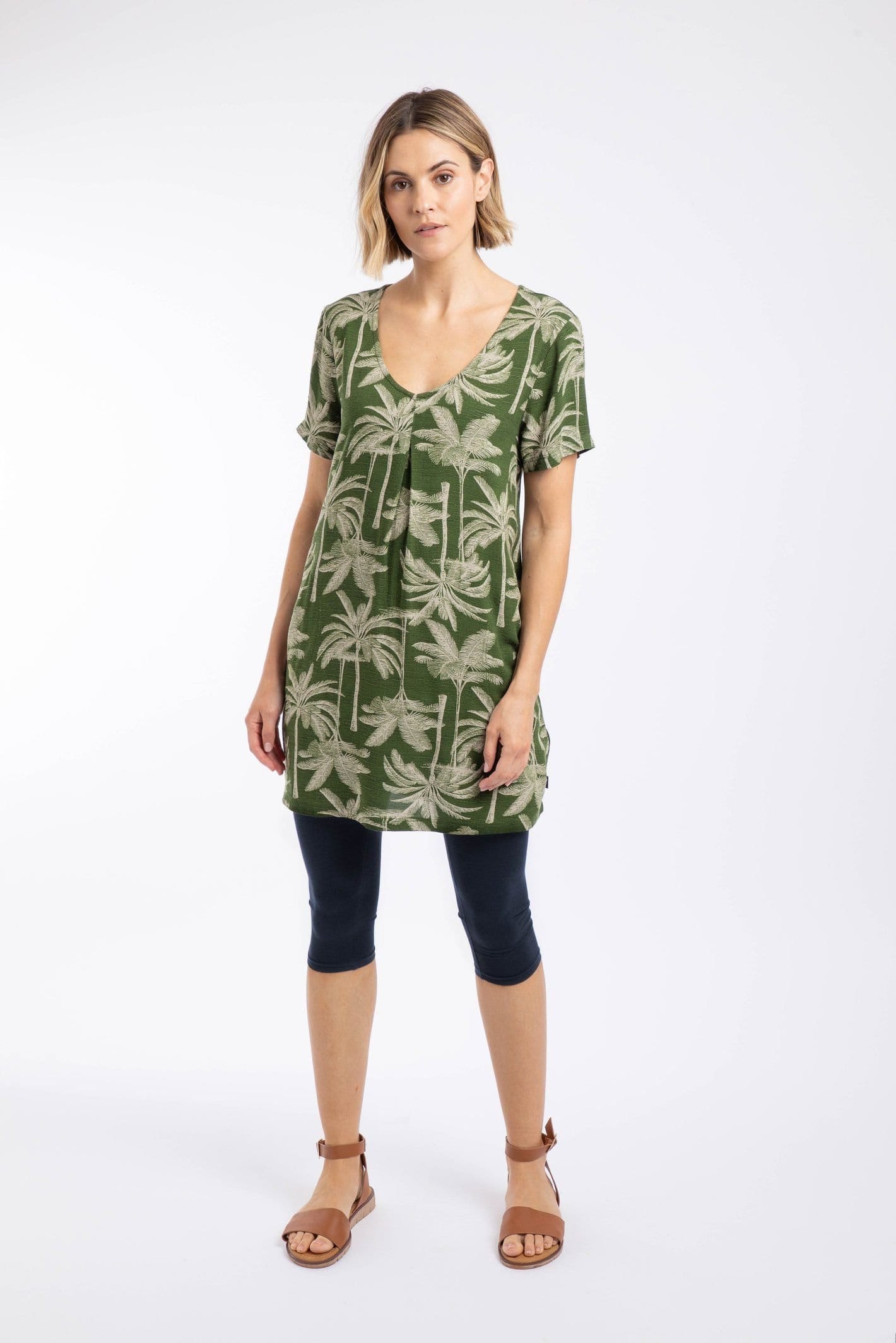 Weird Fish Weird Fish Women's Annuri Lightweight Printed Tunic in Olive - 4
