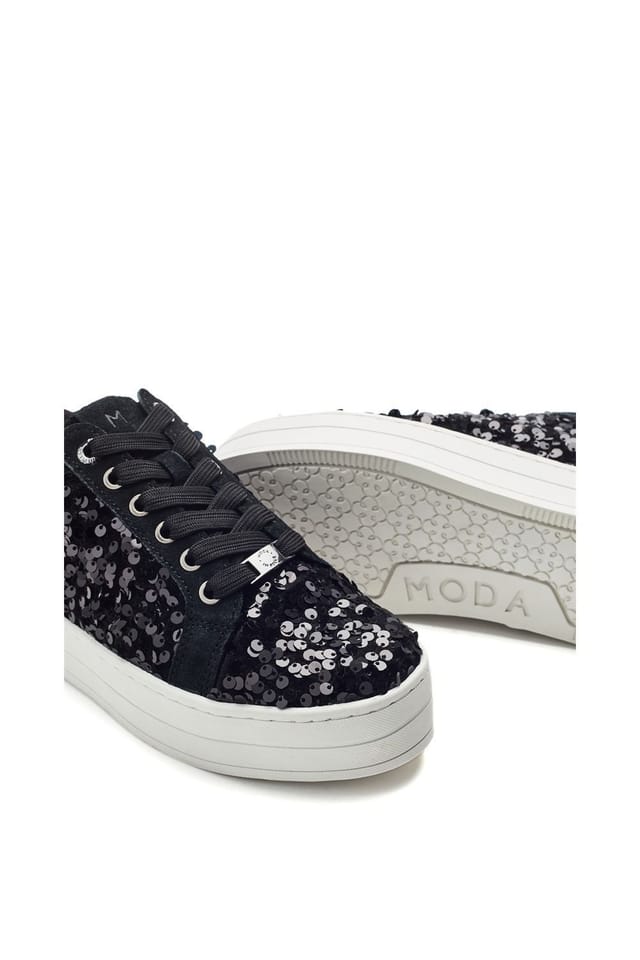 Moda In Pelle Moda In Pelle Women's Buttercupp' Sequin Trainers in Black - 3
