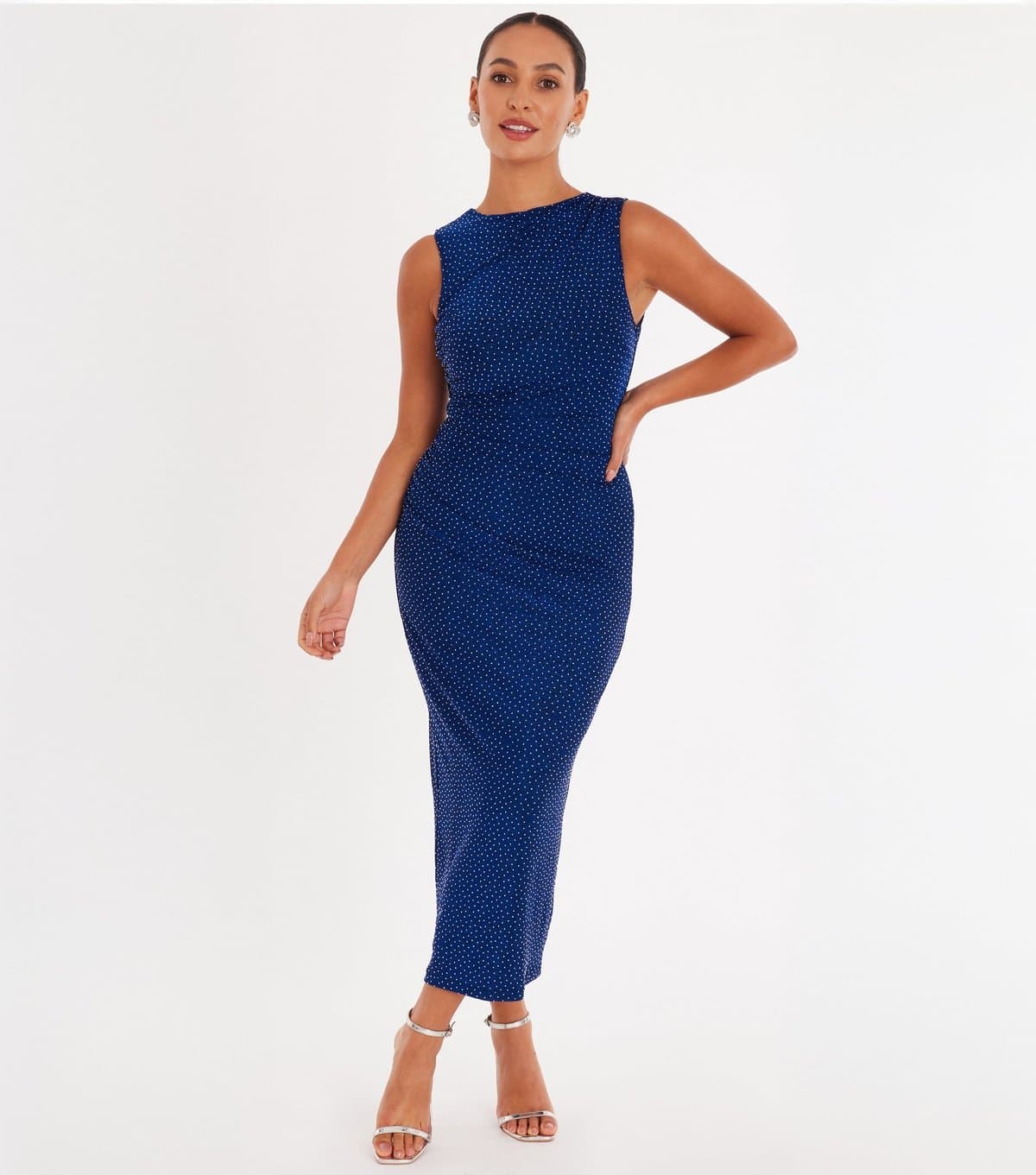 Quiz Women's Petite Blue Glitter Midaxi Dress Quiz New Look