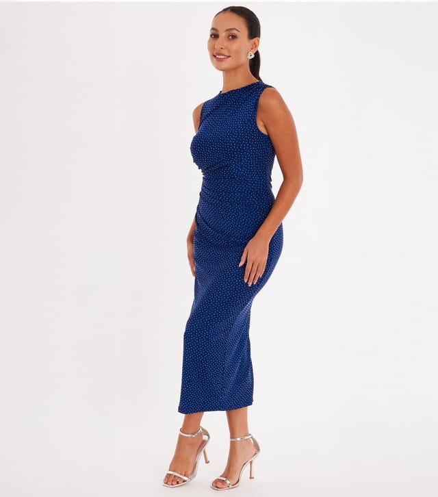 Quiz Women's Petite Blue Glitter Midaxi Dress Quiz New Look - 2