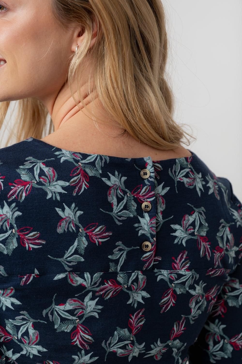 Lily & Me Lily & Me Women's High Tea Soft Stretch Cotton Jersey Tunic with Full length sleeves in Navy - 4