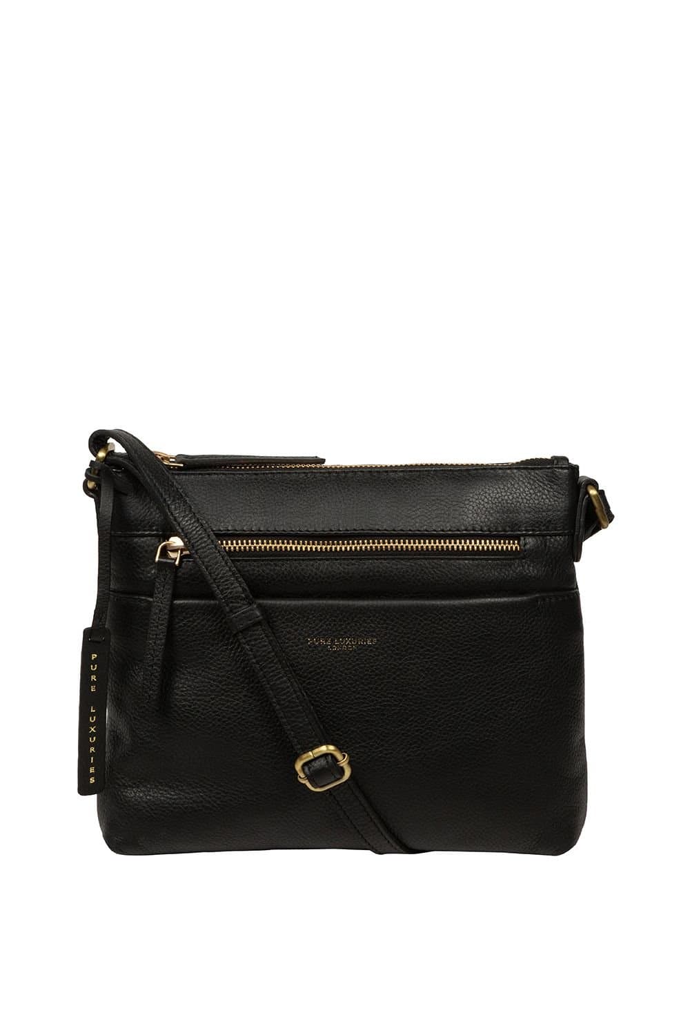 Pure Luxuries London Pure Luxuries London Women's 'Whimzy' Leather Cross Body Bag in Black