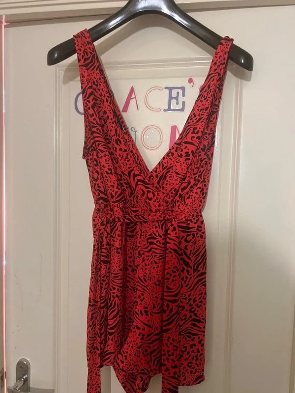 New Look Red Animal Print Shorts Jumpsuit