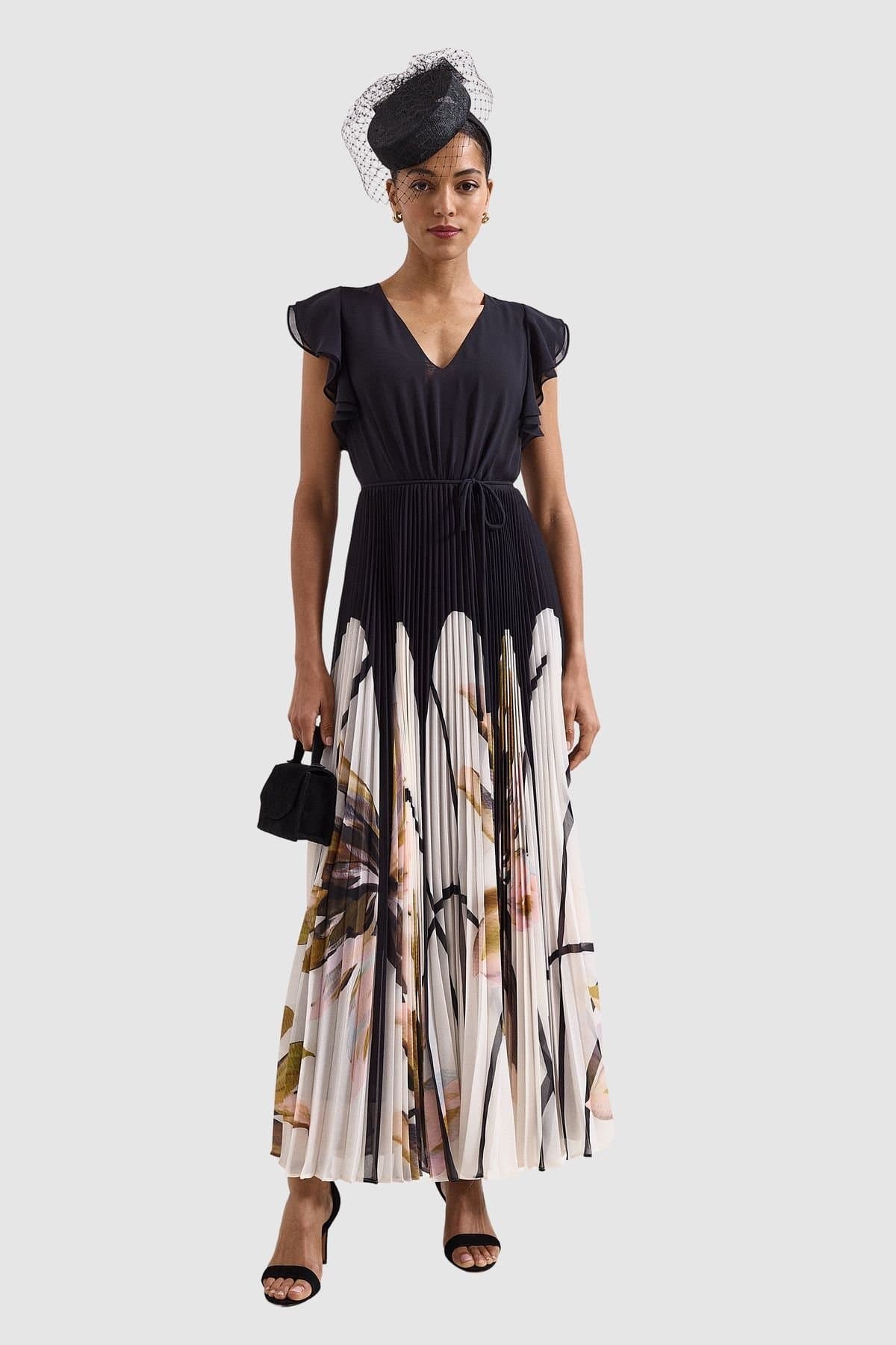 Phase Eight Phase Eight Women's Uma Pleated Floral Maxi Dress in Black
