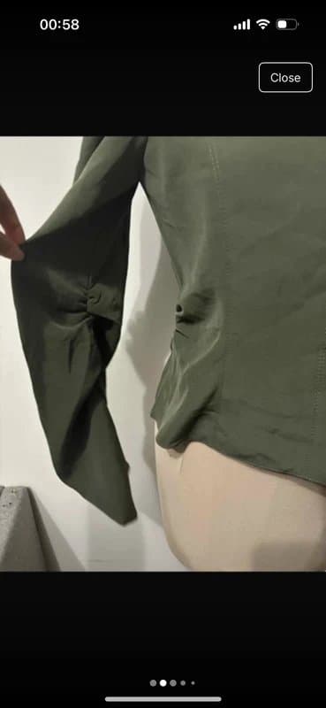 ASOS Design khaki long sleeve blouse plain minimalist round neck victorian classic size 10