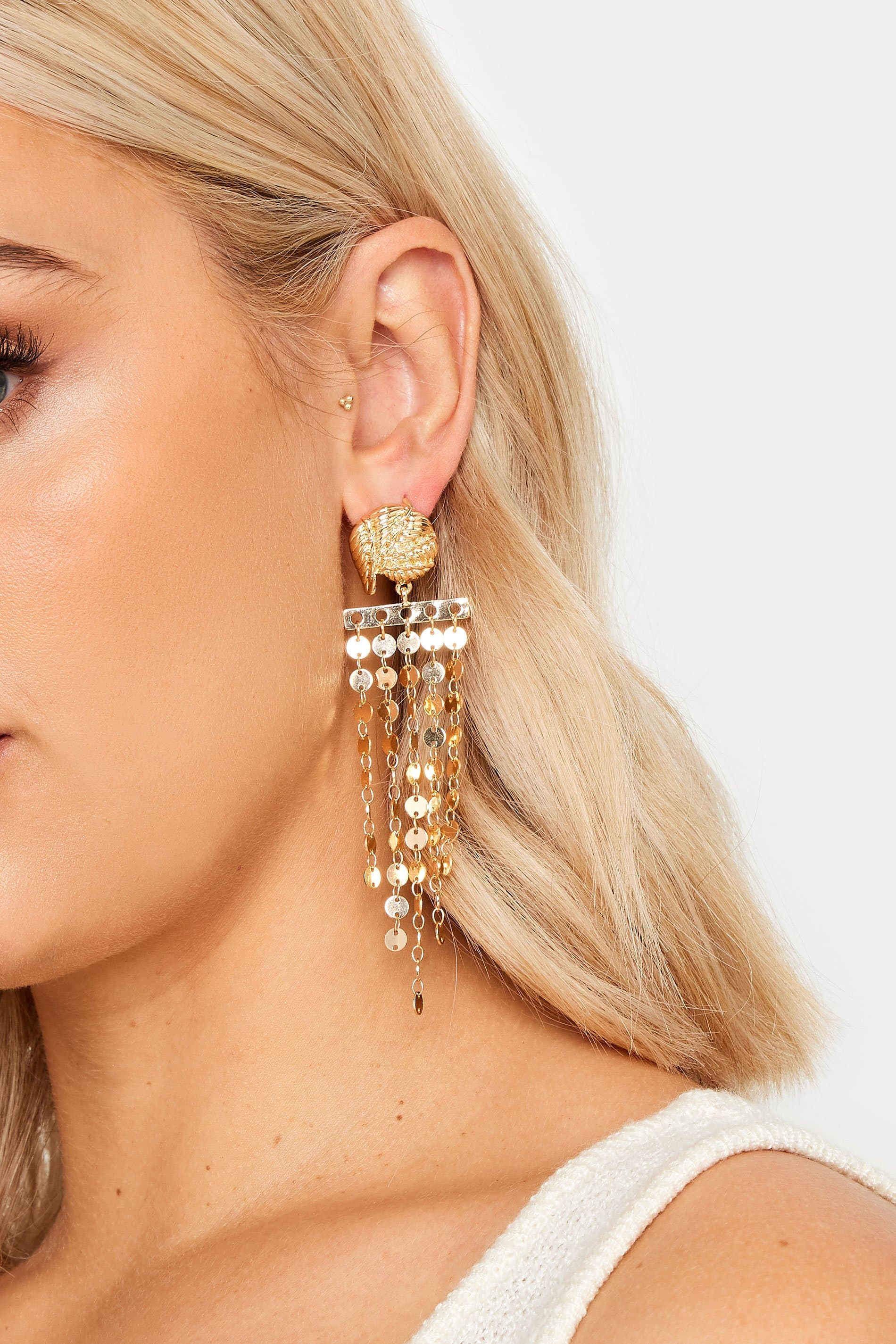 Yours Gold Tone Disc Drop Statement Earrings