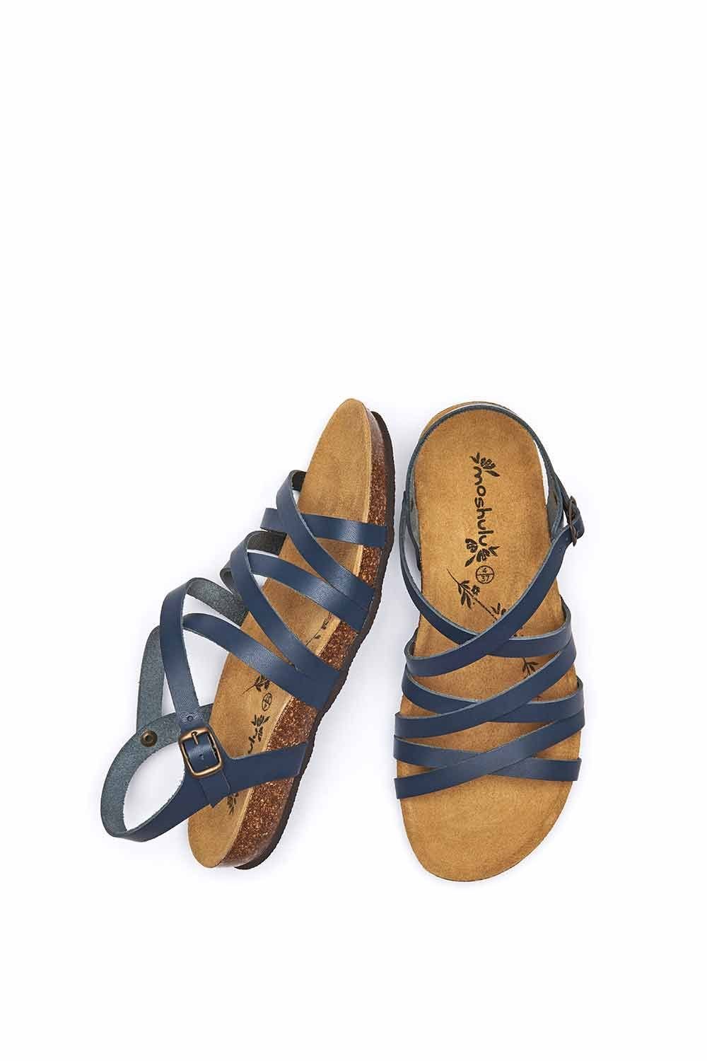 Moshulu Moshulu Women's 'Ginger Ale' Strappy Cork Footbed Sandals in Indigo - 4