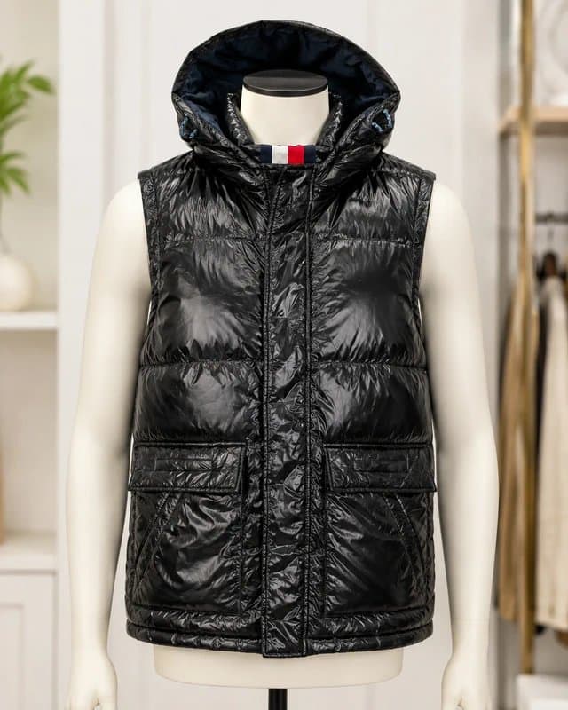 Tommy Hilfiger Tommy Hilfiger Black Hooded Puffer Gilet Vest