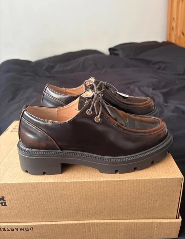 ASOS SEQWL Wide Fit Alpha chunky lace ups in burnished brown