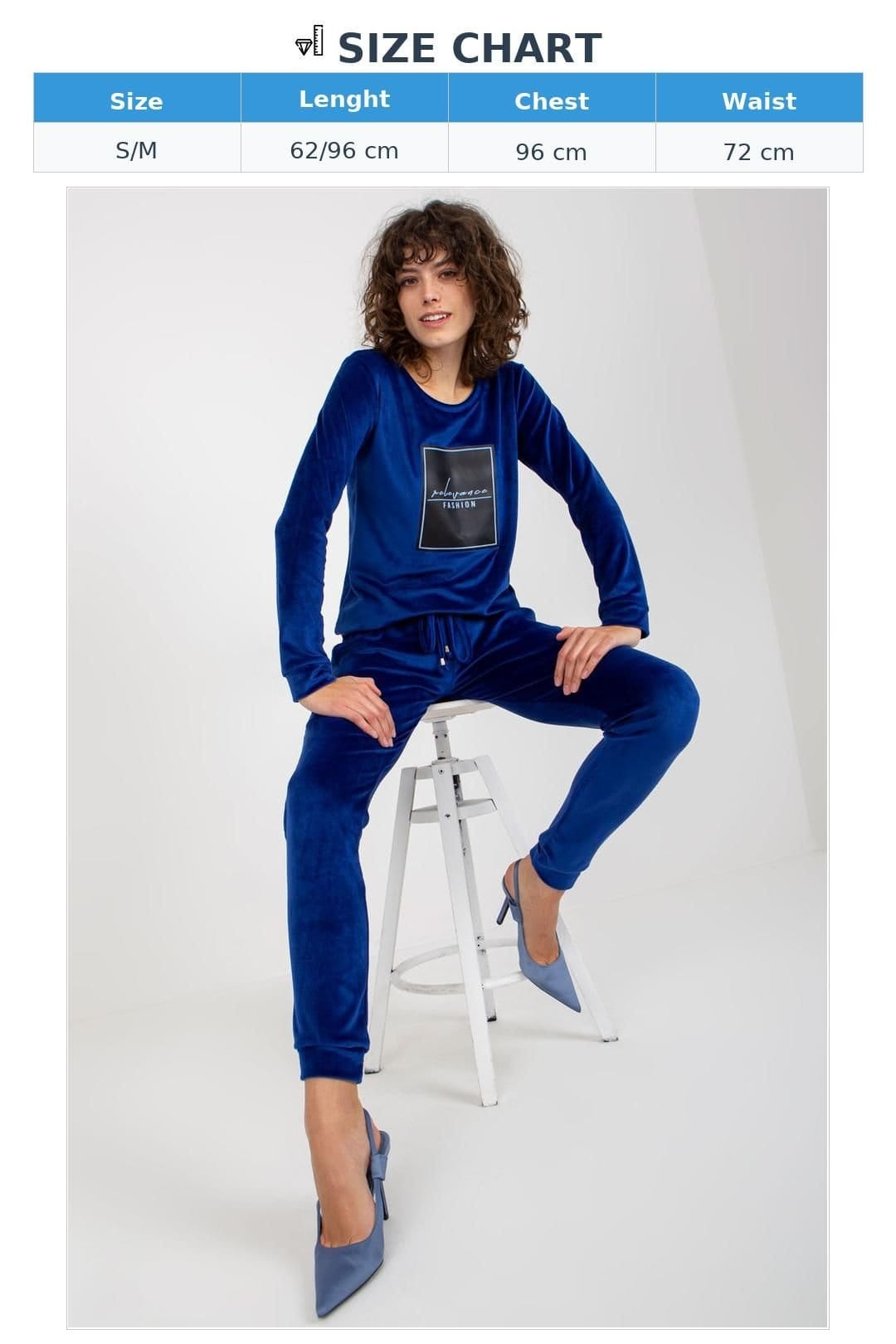 Love Lace Love Lace Women's Velour Tracksuit Set with Tied Waist Pants in Blue - 4