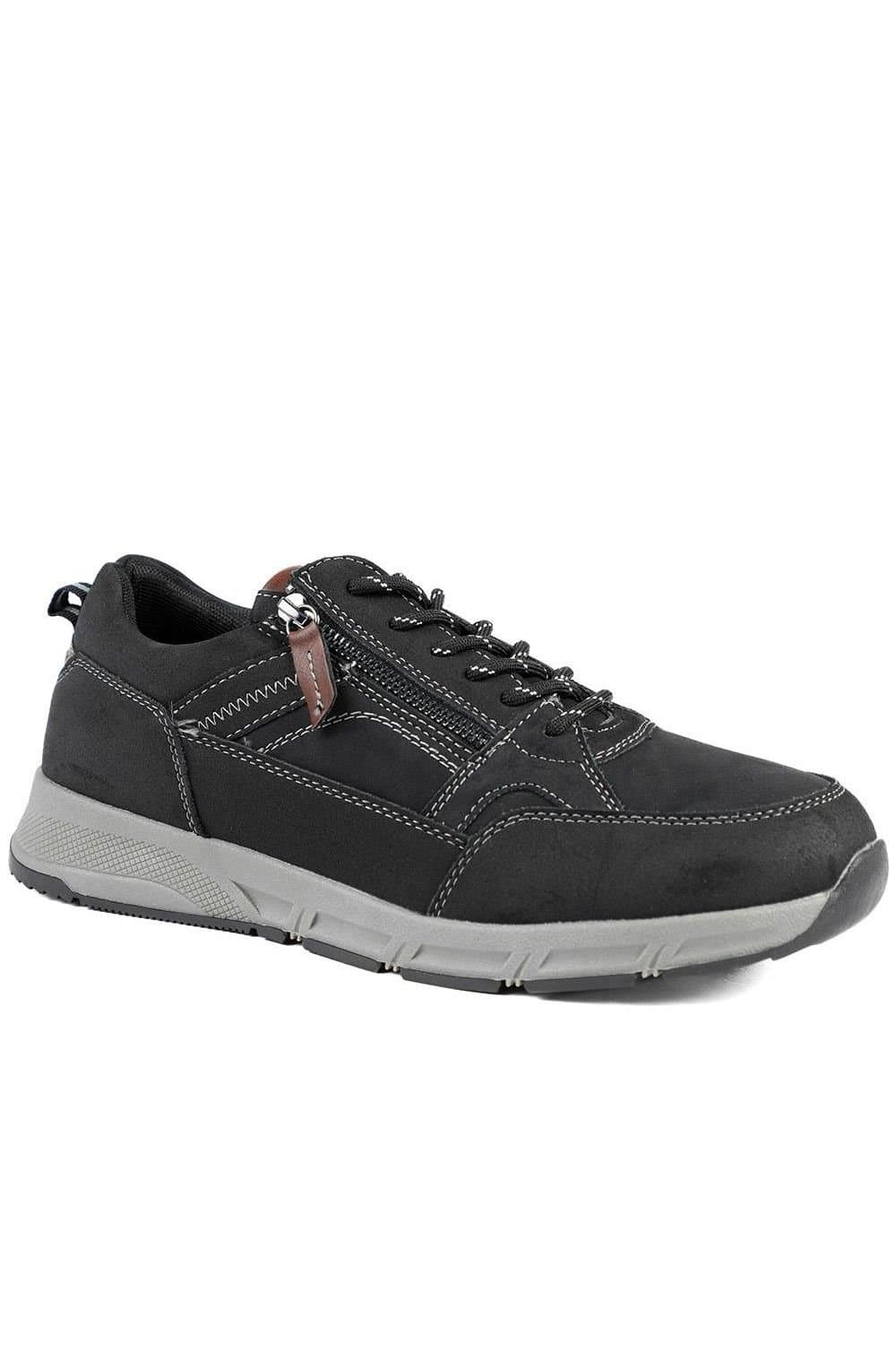 Pavers Pavers Men's Wide Fit Zip & Lace Fasten Casual Trainers in Black