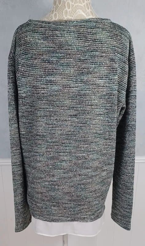Pull & Bear Pull & Bear Grey Fleck Knit Layered Shirt Hem Top UK  14