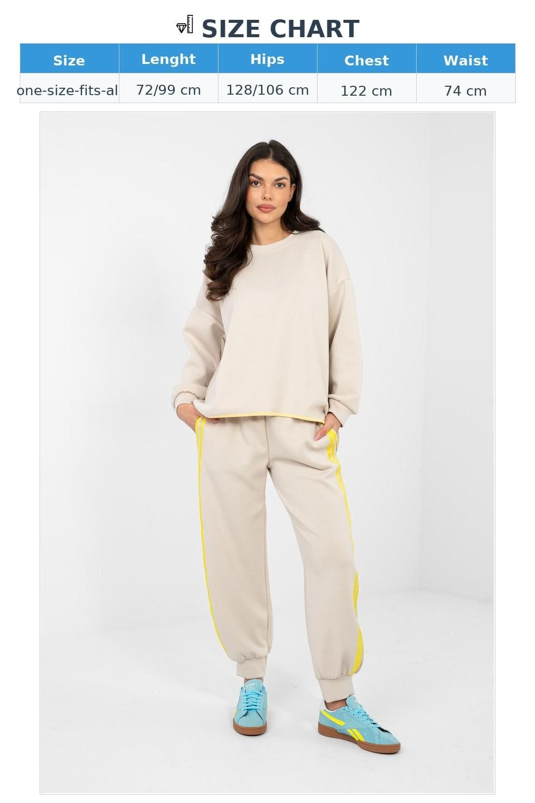 Love Lace Love Lace Women's Stylish Sweatshirt & High Waisted Pants Set in Beige - 4