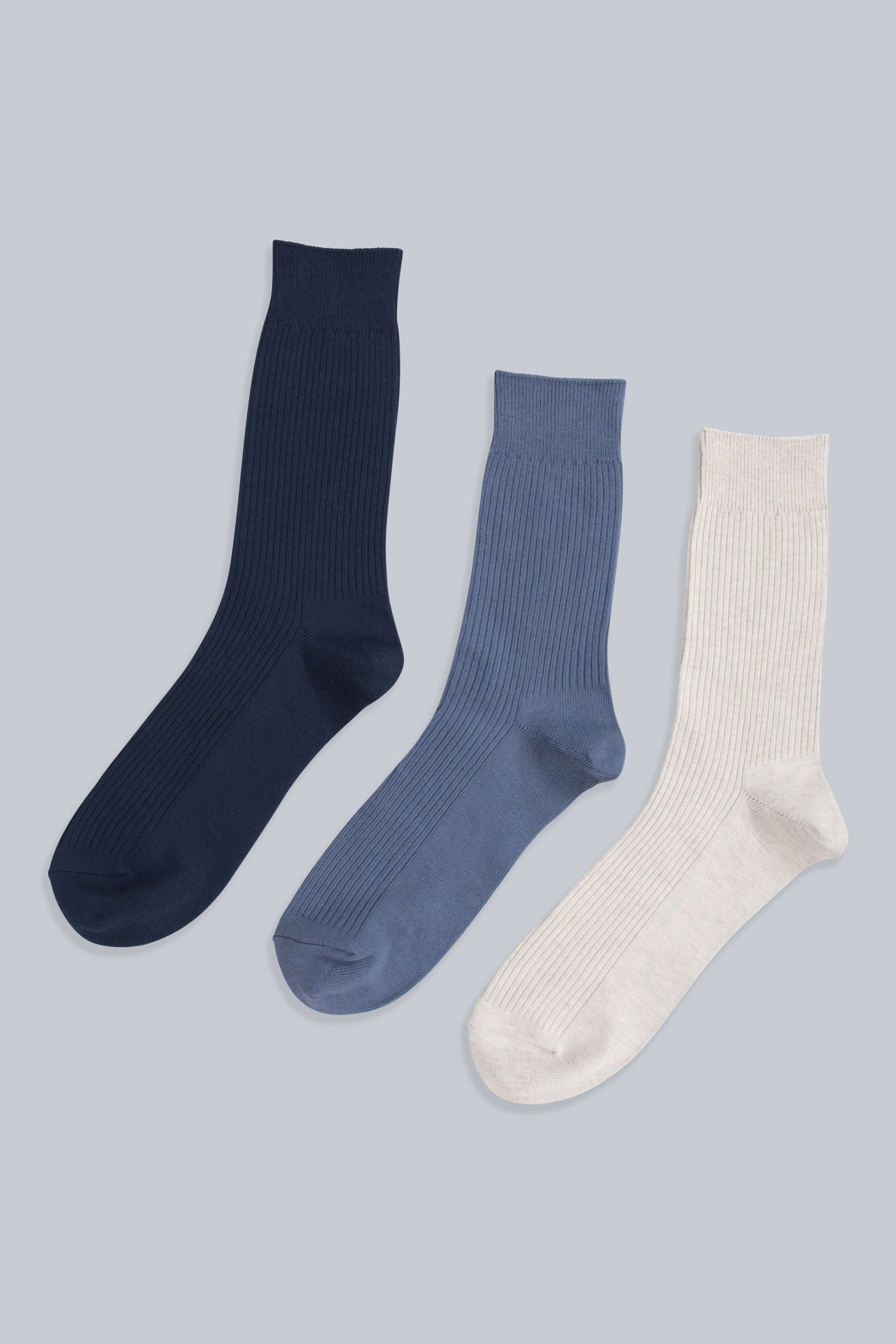 Animal Animal Men's 3 Pack 'Flynn' Ribbed Comfortable Warm Cosy Quarter Length Calf Socks in Navy
